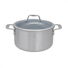 Stainless steel construction; aluminum core. Eco-friendly nonstick cooking surface. Oven- and broiler-safe to 500°F. Dishwasher safe. Available in your choice of sizes. A convenient and eco-friendly choice for any kitchen, the Zwilling Spirit Thermolon Dutch Oven with Lid also comes in your choice of size to fit your needs. It has a stainless steel construction with an aluminum core for even heating, and a tempered glass lid. About Zwilling JA Henckels: JA Henckels has been producing the best in German steel knife design since 1895. Their products are designed for everyday use, giving you the maximum value for your money. This modern company uses innovative technology to create the highest-quality products. They're so sure you'll be satisfied with their products that they back each one with a lifetime warranty. With several lines of quality cutlery and other products, you're sure to find the perfect housewarming or wedding gift, or addition to your own kitchen. About Spirit CookwareThe exceptional line of Spirit Cookware features a high-tech, eco-friendly design that maximizes efficiency and performance. Unlike traditional non-stick cookware that uses chemicals, Spirit Cookware is coated in natural, scratch-resistant ceramic that won't stick or chip and has a notably high level of heat-resistance. Each piece in the Spirit Cookware line is expertly crafted with a magnetic, stainless steel exterior and durable aluminum core that retains heat evenly from rim to rim. Stay-cool stainless steel handles are ergonomic and riveted for durability.
