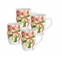 Crafted of porcelain. Holiday wreath pattern. Welcoming holiday design. Dishwasher- and microwave-safe. Capacity: 12 ounces. Nothing says Welcome at the holidays like a festive wreath, and everyone will feel welcome when you have the Paula Deen Signature Dinnerware Christmas Wreath Collection Mugs 4pc. Set. Just begging to be filled with hot cocoa or a steaming batch of ginger tea, these mugs will get you in the holiday spirit. You'll need your morning coffee in preparation for the shopping and preparation for guests, and this set puts a little happy in any day. Say welcome to the holidays and pour yourself a cup of cheer. About Paula DeenSouthern cooking queen Paula Deen is known to millions as a popular TV show cooking host on the Food Network, as well as a bestselling author. The Georgia native parlayed a home-based meal delivery service into her successful Lady and Sons restaurant in Savannah, Ga. In 2008, Deen partnered with Meyer Corporation to launch a line of signature cookware, bakeware, kitchen tools, and accessories, which are used by home cooks everywhere.
