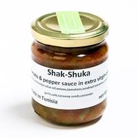 Shak-Shuka is a traditional North African dish of highly seasoned tomato sauce that is typically enjoyed with eggs. Three simple ingredients (tomatoes, peppers, and onions) are lovingly cooked down into a flavorful sauce that can be enjoyed for breakfast, lunch, or dinner. Simply heat Shak-Shuka in a sauce pan, crack in eggs and finish in oven. Enjoy with plenty of crusty bread. The ultimate comfort food, Shak? Shuka can also be used like Harissa as an accompaniment to grilled fish or baked chicken and even as a pizza sauce.
