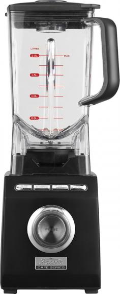 Sunbeam Cafe Series Blender - Precision Cut Stainless Steel Blades 5 Speed & Pre-programmed Settings Pulse. From the Sunbeam Cafe Series collection, this electric blender is designed to deliver the superior quality and style of a professional kitchen. This 2000W appliance features 5 speed settings plus pulse via the control dial, precision-sharp stainless steel blade system, pre-programmed blending functions and ultra durable 2-litre jug. It comes finished with a contemporary-chic die cast metal exterior in a trendy colour. Built to last and look beautiful on your kitchen counter top, invest in only the best for your smoothies, soup and more. Buy the Sunbeam Cafe Series Blender today and create authentic café-style food and beverages at home. Features Blender 5-speed control dial - select speed based on blending task or texture of ingredients Pulse control button on dial for one-touch instant blending Pre-programmed functions - Slow Start, Smoothie and Ice Crush Heat-treated stainless steel blades - a precision cut and superior hardness Blade tip can reach speeds in excess of 300km/h DURALITE blending jug with handle - ultra durable, heat/impact resistant and lightweight Jug is made from BPA free material Non-slip feet for stable bench top positioning Lid with 60mL inner removable measuring cup Comes with processing baton for safely pushing food into blades Pre Clean function for easy cleaning Cord wrap storage in base Die cast metal finish in stylish, eye-catching colour Instruction manual includes recipes to try Designed and engineered in Australia Jug Capacity: 2L Power: 2000W Base Dimensions: (W) 15.5cm x (D) 19cm x (H) 22cm Jug Dimensions (excluding handle/lid): (Diameter) 14cm x (H) 26cm Cord Length: 90cm Colour: Matte Black with silver-tone/clear Model: PB9800 Collection: Cafe Series Brand: Sunbeam This product comes with a 5-year motor guarantee and a 12-month replacement guarantee from Sunbeam Australia Package Contents 1 x Motor base with attached AC power cord 1 x Jug with blade system 1 x Lid 1 x Processing baton Instruction manual