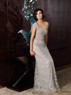 A-Line/Princess Off-the-Shoulder Chiffon Floor-Length Dress