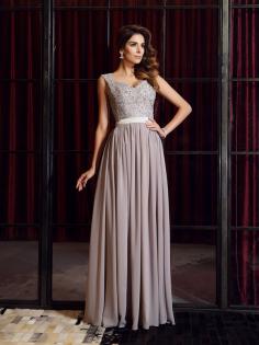 A-linjeformat Axelband Ärmlös Chiffong Golvlång Applikation Klänningar