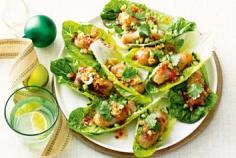 Mini duck rice paper rolls with coriander peanut salsa