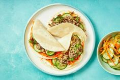 Lemongrass Beef Tacos with Pickled Cucumber and Carrot